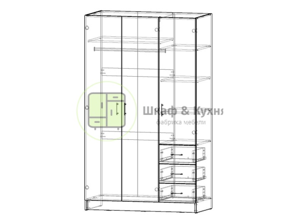 Шкаф для одежды 3-дверный Лофт
